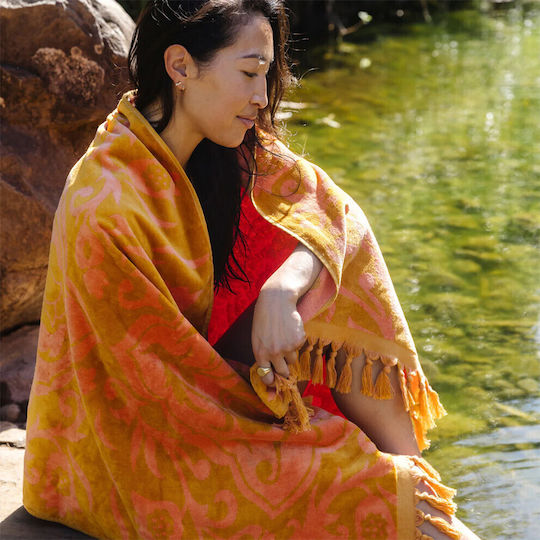 Slowtide Rosie Cotton Orange with Fringes 152x76cm