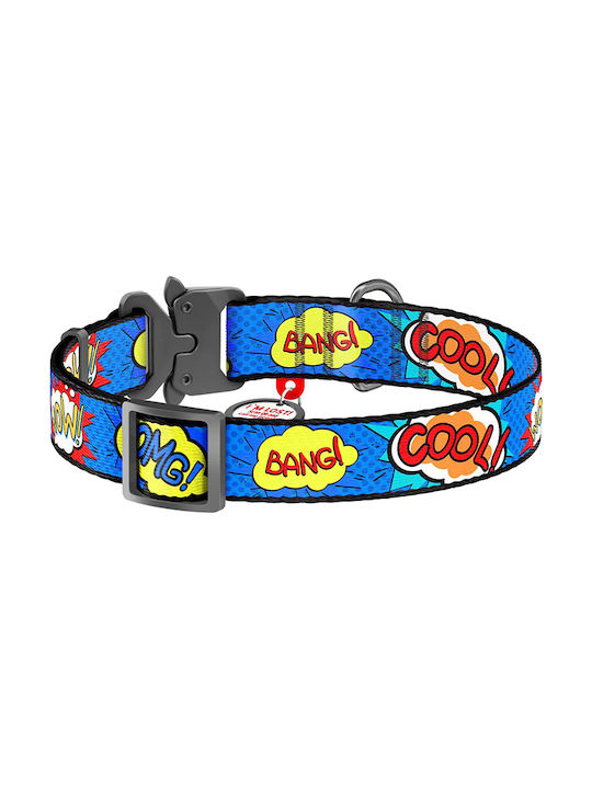 WauDog WOW Metal Dog Collar In Blue Colour 35 - 58cm