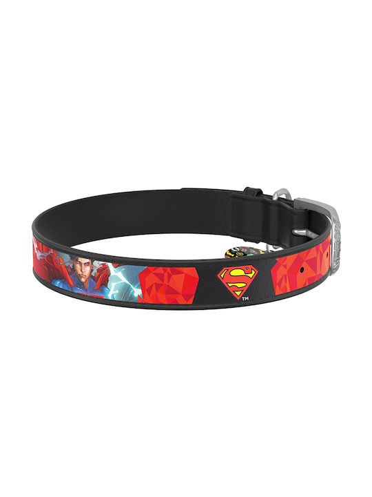 WauDog Superman 1 Dog Collar Leather In Red Colour 26 - 35cm