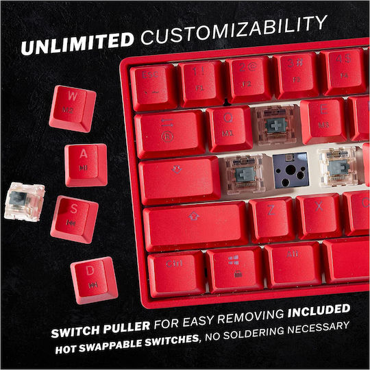 HK Gaming GK61 Gaming Mechanical Keyboard 60% with Gateron Optical Brown switches and RGB lighting (English US) Red