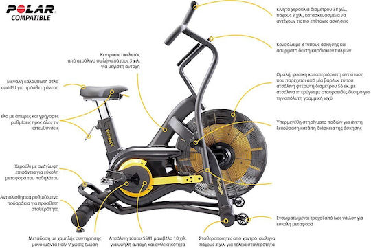AMILA ReNegaDe Air Bike Upright Exercise Bike with Air Resistance and Wheels