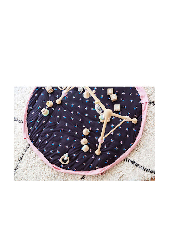 Play&go Saltea de Joacă Pliabilă pentru Copii din Țesătură Flori Negru 40cm 1buc