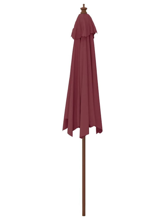 Round Wooden Burgundy Garden & Terrace Parasol F2.99xH2.4m