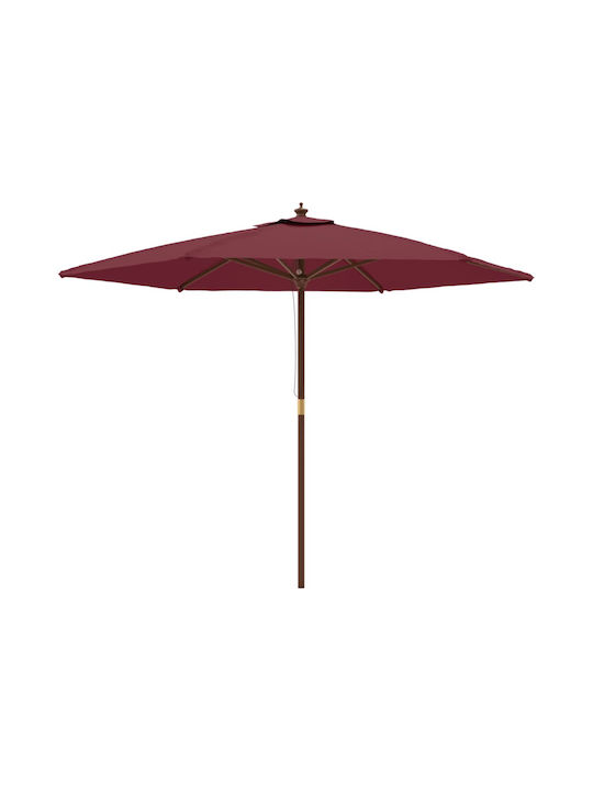 Round Wooden Burgundy Garden & Terrace Parasol F2.99xH2.4m