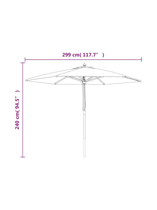 Garten & Terrassen Sonnenschirm Bodenständer Rund Holz Blau 2.99x2.4m 363174