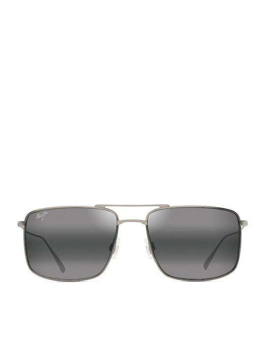 Maui Jim Aeko Мъжки Слънчеви Очила с Сребърна Метална Рамка и Сив Поляризиран Лещи H886-17