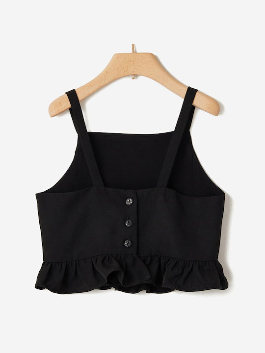 Yell Oh! Crop Top pentru copii Fără mâneci Negru