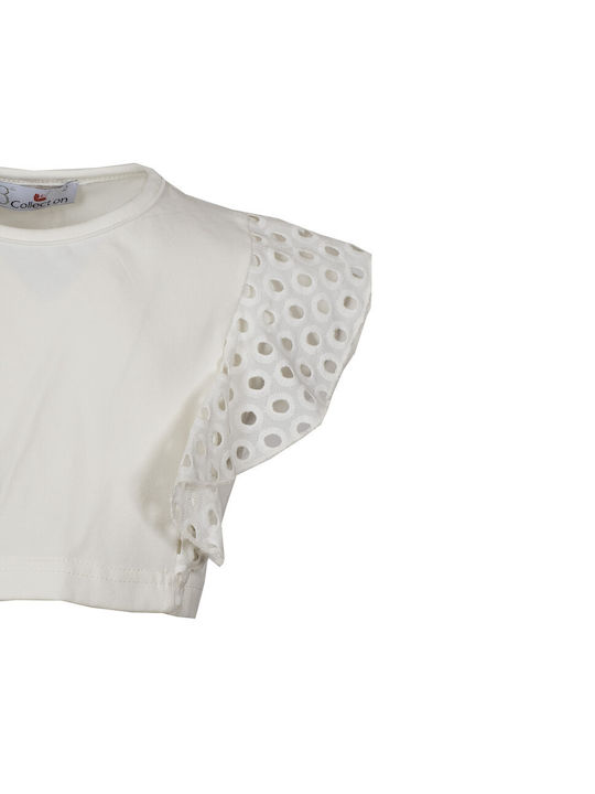 M&B Kid's Fashion Kinder-Crop-Top Kurzarm Weiß