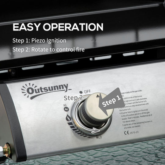 Outsunny Ψησταριά Υγραερίου με 2 Εστίες 6kW