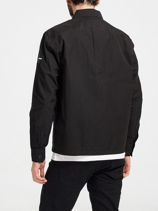 Calvin Klein Herrenhemd Overshirt Langärmelig Baumwolle Schwarz