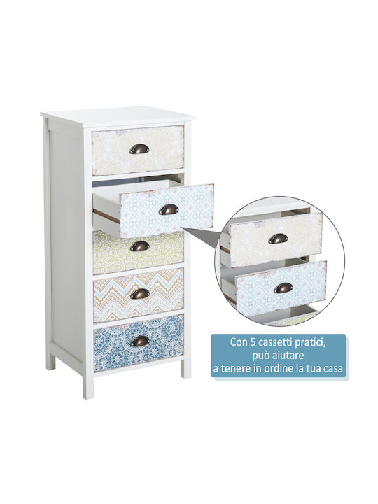 Drawers Storage Wooden with 5 Drawers L46xW34xH97.5cm