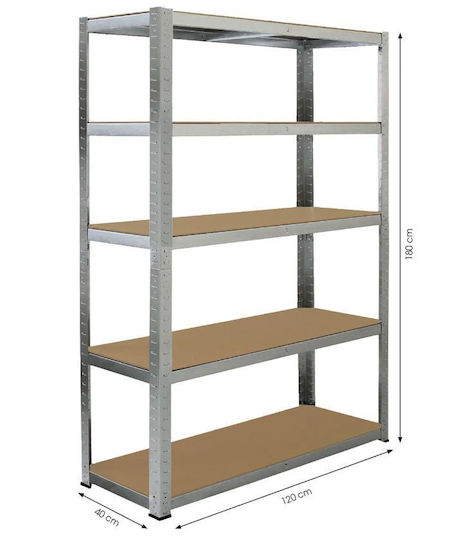 Fieldmann Dexion Shelf Galvanized 120x40x180cm With 5 Shelves Total Load Capacity 875kg