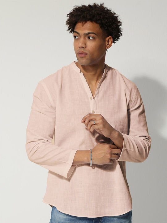 Tresor Men's Shirt Long Sleeve Cotton Pink