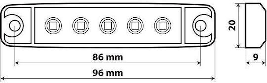 Lampa Φως Όγκου Φορτηγού Φως Όγκου 96x20mm 12-24V - Κόκκινο L9703.1