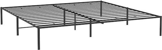 Метално Черно Легло King Size с Дъски за Матрак 183x213см