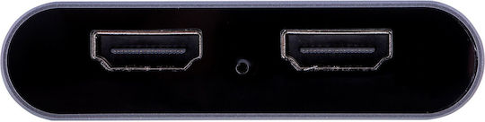 Unitek Μετατροπέας USB-C male σε HDMI 2x female Γκρι 1τμχ V1404B
