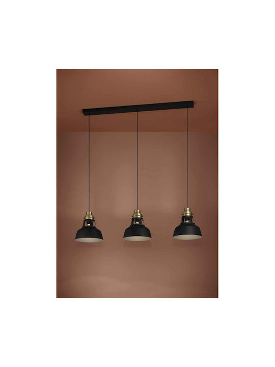 Eglo Espinardo Pendant Light Three-Light Rail for Socket E27 Black