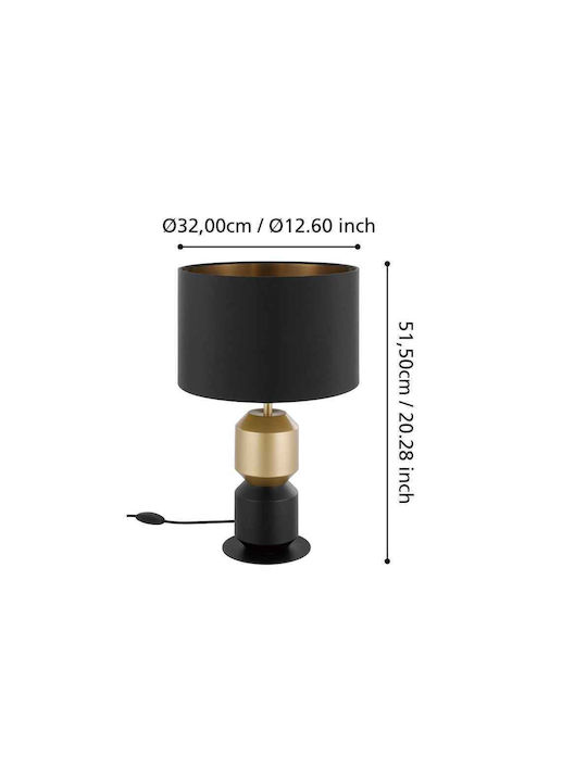 Eglo Laurignano Metal Table Lamp for Socket E27 with Black Shade and Base