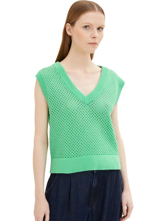 Women's Summer Blouse Sleeveless with V Neckline Strong Green