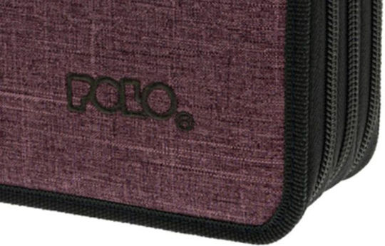 Polo Solido Pencil Case with 3 Compartments Purple