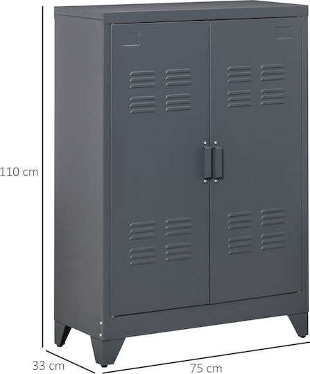 Dulap cu două uși Metal cu 3 Rafturi 75x33x110cm