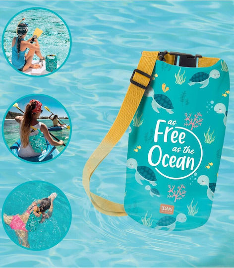 Legami Milano Sea Turle Wasserdichte Tasche Rucksack mit einer Kapazität von 10 Litern Blau
