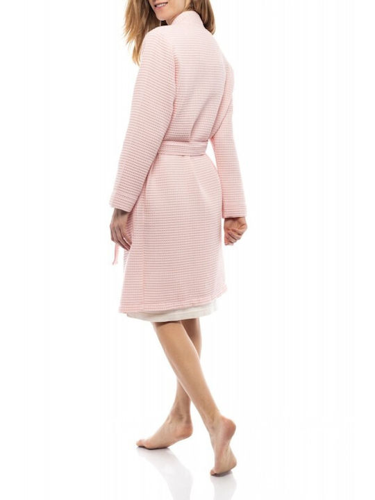 Pink Label Winter Damen Baumwolle Robe Rosa