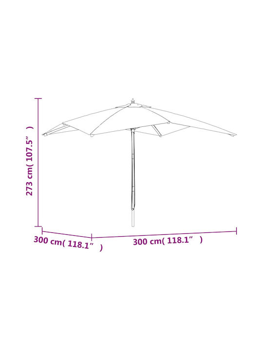 Round Wooden Beach Umbrella F3xY2.73m