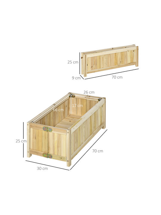 Outsunny Ζαρντινιέρα Ξύλινη Μπεζ 70x30x25εκ.