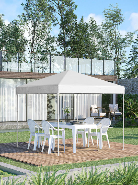 Outsunny Πτυσσόμενο Κιόσκι Κήπου Λευκό 2.45x2.45m