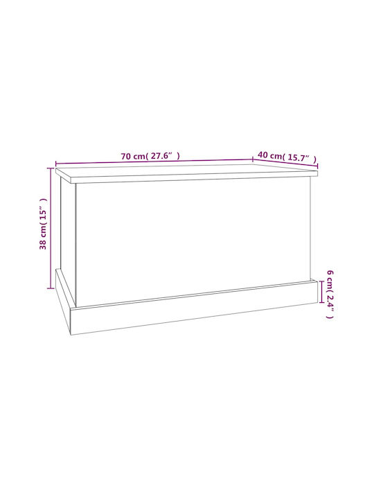 vidaXL Wooden Storage Box with Lid Gray 70x40x38cm