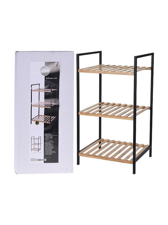 784500050 Floor Bathroom Shelf Bamboo with 3 Shelves 38x32.5x70cm