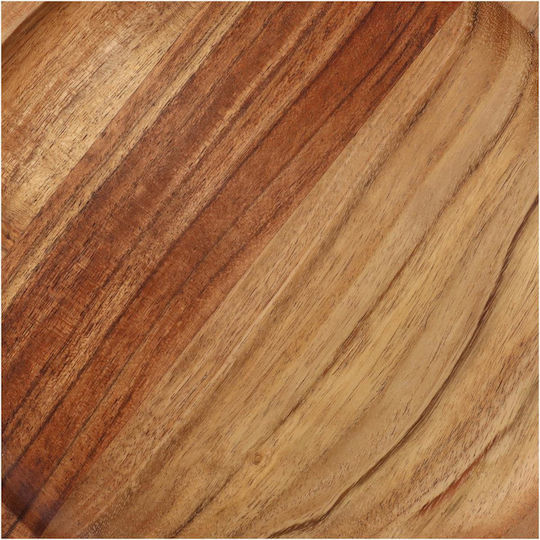 ArteLibre Wooden Round Serving Tray with Handles in Brown Color 25.4x25.4x2.5cm 05150069 1pcs