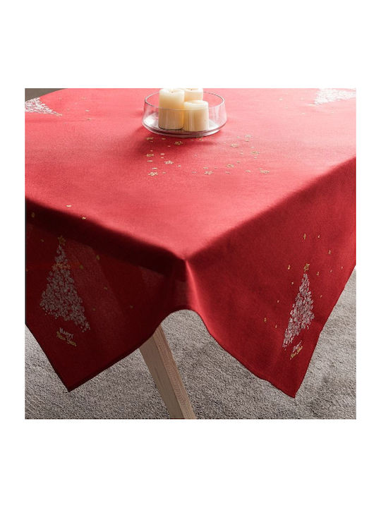 Gofis Home Weihnachts- Tischtuch Stoff Rot B135xL135cm. 1Stück