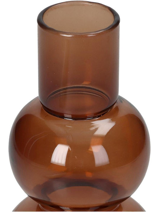 ArteLibre Candle Holder Glass Coffee 8x8x16cm 1pcs