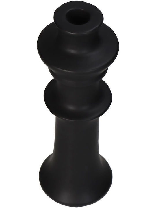 ArteLibre Candle Holder Ceramic in Black Color 8x8x24cm 1pcs