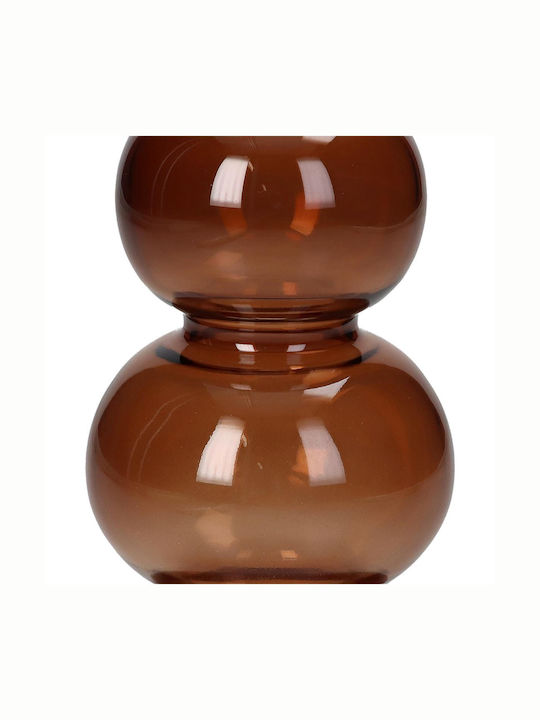 ArteLibre Candle Holder Glass Coffee 8x8x16cm 1pcs