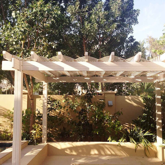Garden Pergola WPC from Plastic with Ceiling in White Colour 300x300cm