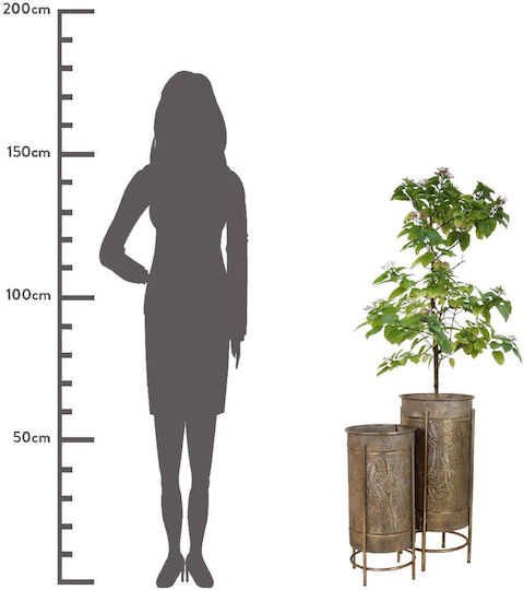 ArteLibre Planter Metal Gold with Stand 30x30x65cm.