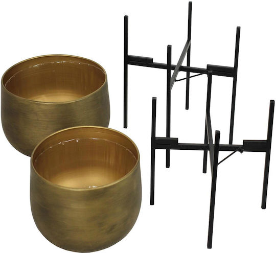 ArteLibre Planter Metal Gold with Stand 35x35x37.5cm.