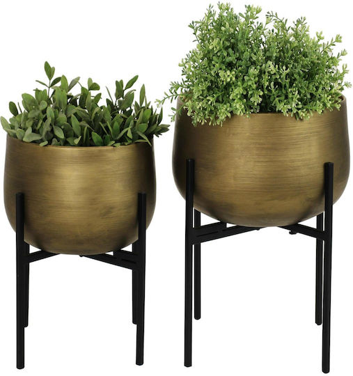 ArteLibre Planter Metal Gold with Stand 35x35x37.5cm.