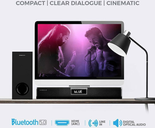 Sonic Gear Sonicbar 5300BT Soundbar 2.1 Bluetooth und HDMI 35W mit kabellosem Subwoofer und Fernbedienung Schwarz