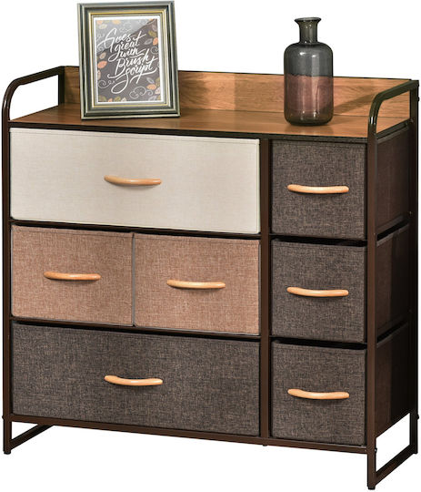Drawers Storage Wooden with 7 Drawers L80xW29xH78.5cm