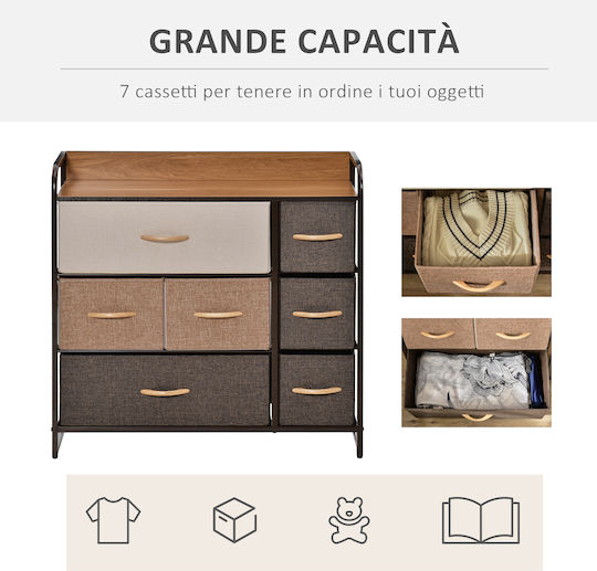 Drawers Storage Wooden with 7 Drawers L80xW29xH78.5cm