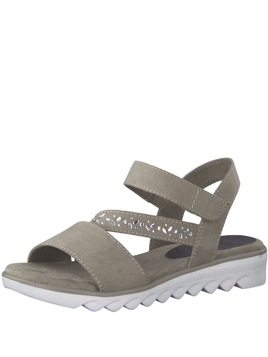 Jana Damen Flache Sandalen Anatomisch mit Riemen in Gray Farbe