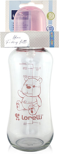 Lorelli Glas Babyflasche mit Silikon Saugflasche für 0+ Monate Blassrosa 240ml