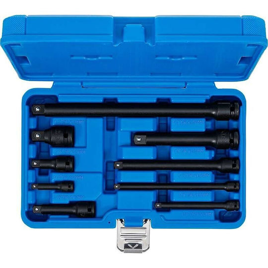 BGS Technic Set Kastanienverlängerungen Pneumatisch mit Karré 1/2" / 1/4" / 3/8" 9Stück
