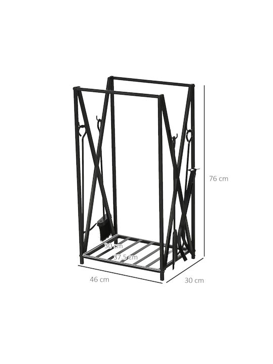HomCom Wooden Shelf Wood Storage 46x30x76cm Black