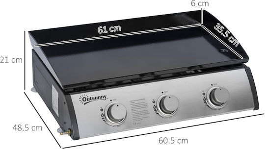 Outsunny Φορητή Ψησταριά Υγραερίου με 3 Εστίες 3kW