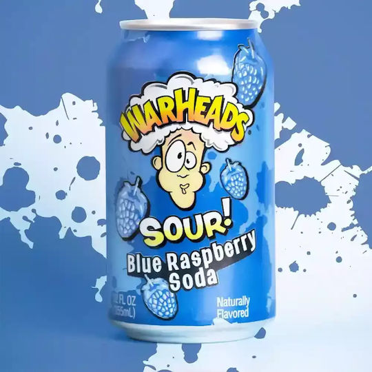 Warheads Soft Drink Sour Blue Raspberry with Carbonation in Box 355ml